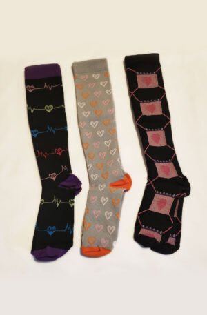 Heart-Themed Knee-High Socks – Pack of 3
