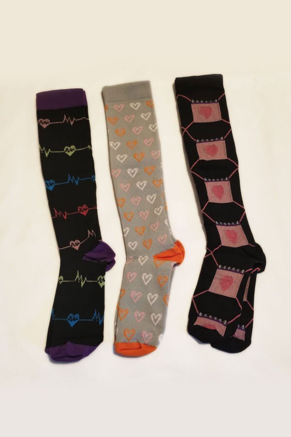 Heart-Themed Knee-High Socks – Pack of 3