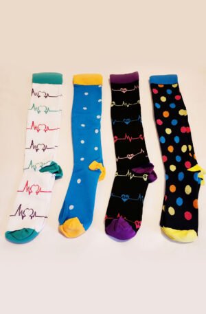 Vibrant Pulse & Polka Dot Knee-High Socks – 4-Pack